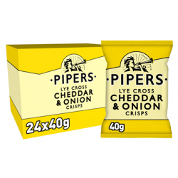 Chips cheddar oignon 40 g Pipers le carton de 24