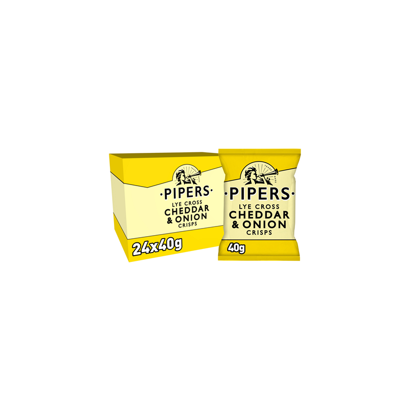 Chips cheddar oignon 40 g Pipers le carton de 24